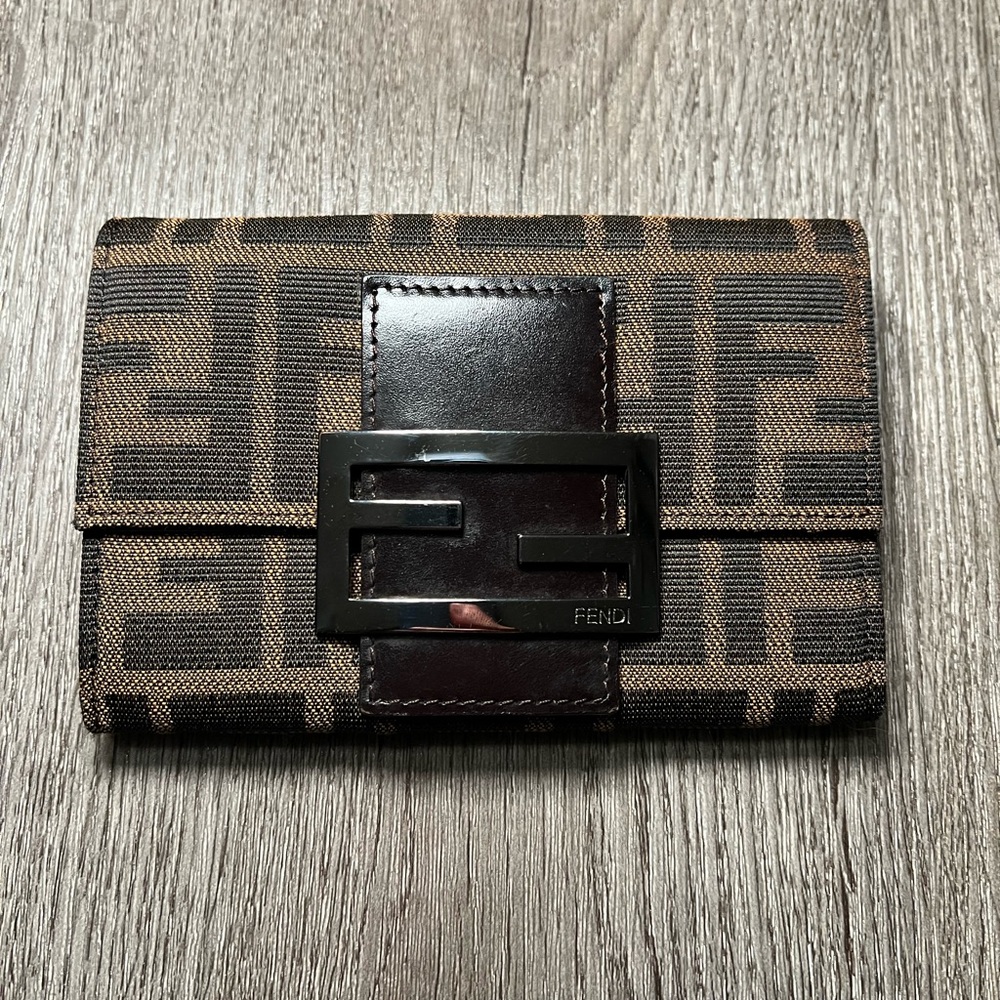 Fendi Zucca Canvas Baguette Compact Wallet